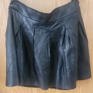 Banana Republic Black Leather Skater Skirt